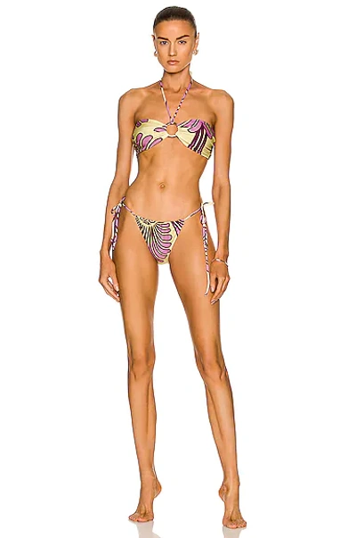 Adriana Degreas Deco Shell Strapless Bikini Set In Citrus