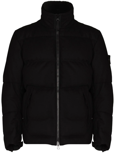 Stone Island Compass-patch Padded Jacket In Schwarz