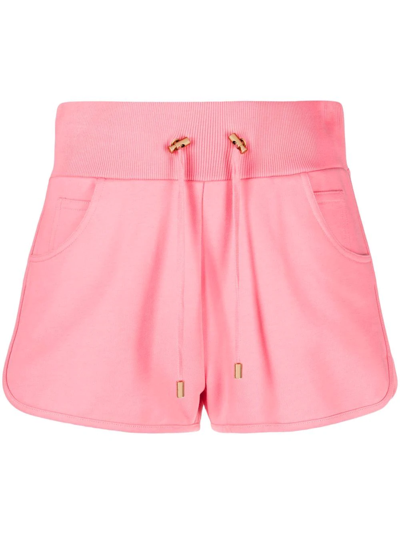 Balmain Logo-print Drawstring Shorts In Rosa