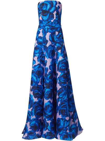 Carolina Herrera Rose-print Floor-length Gown In Lilac Multi
