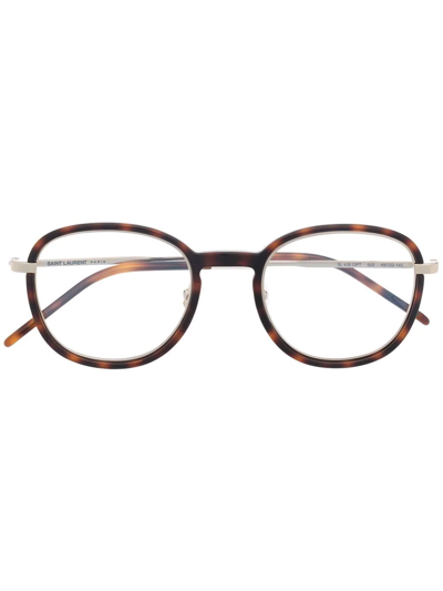 Saint Laurent Tortoiseshell-frame Glasses In Braun