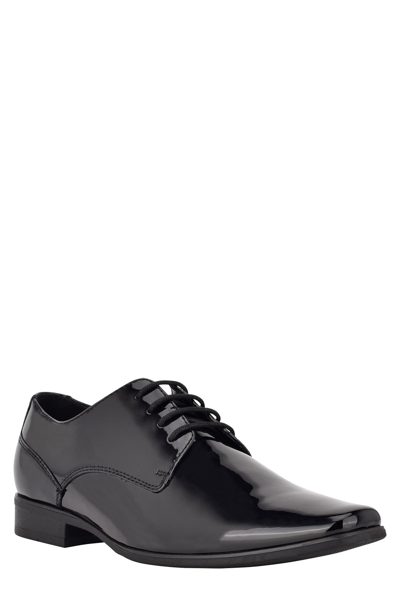 Calvin Klein Brodie Patent Plain Toe Derby In Black Patent