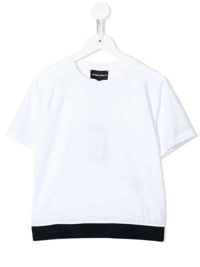 Emporio Armani Kids' Logo-hem Cotton T-shirt In White