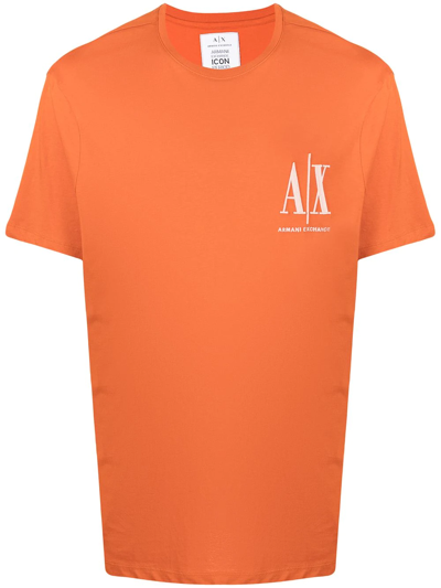 Armani Exchange Logo-print Cotton T-shirt In Orange