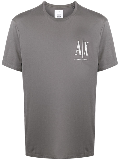 Armani Exchange Logo-print Cotton T-shirt In Grey