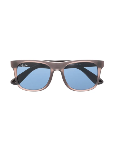 Ray Ban Kids' Logo-plaque Square-frame Sunglasses In Brown