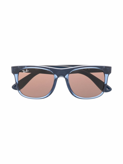 Ray Ban Kids' Two-tone Square-frame Sunglasses In Blue
