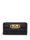 LOVE MOSCHINO LOGO-PLAQUE ZIP-UP LEATHER PURSE