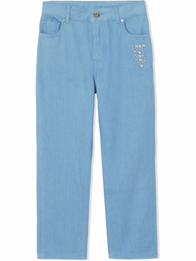 Burberry Kids' Straight-leg Spike-studded Jeans In Blue