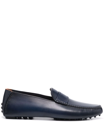 Santoni Diction Driving Shoes In Blue