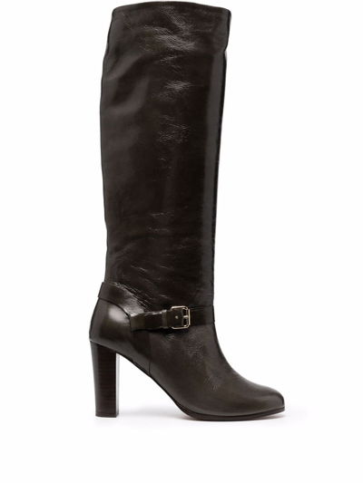 Tila March 90mm Patent Leather Knee-high Boots In Green
