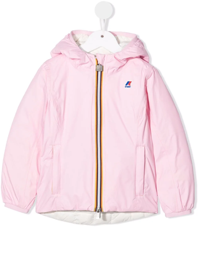 K-way Kids' Logo-patch Hooded Jacket In Pink