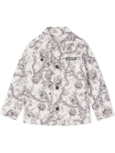 Burberry Kids' Floral-print Denim Jacket In Black