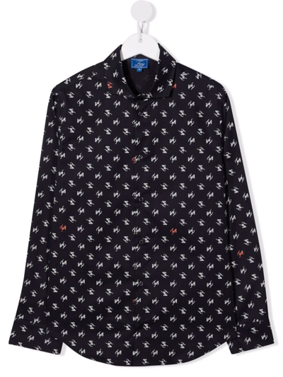 Fay Teen Logo-print Shirt In Blue