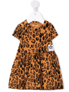 Mini Rodini Leopard-print Short-sleeved Dress In Brown