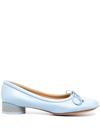 Mm6 Maison Margiela Ballerina In Light Blue Leather In Blue