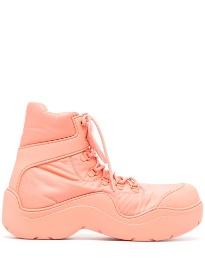 Bottega Veneta Puddle Bomber Lace-up Boots In Pink