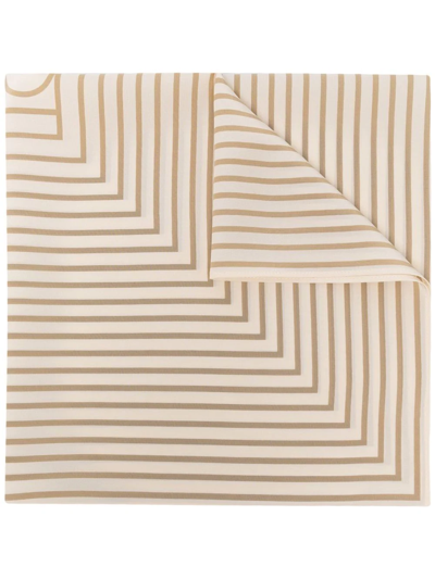 Totême Striped Logo-print Scarf In Peanut Butter Light Sand