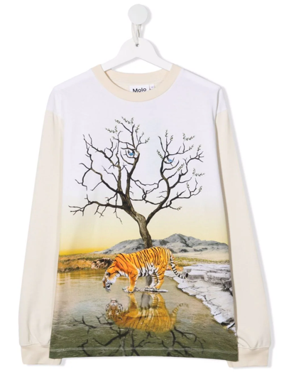 Molo Teen Imagine Tiger-print T-shirt In Blue