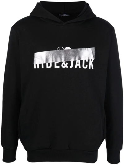 Hide & Jack Logo-print Pullover Hoodie In Black