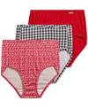 Jockey Elance Bikini Underwear 3 Pack 1481 1489 (also Available In Plus Sizes) In Holiday Red Assorted
