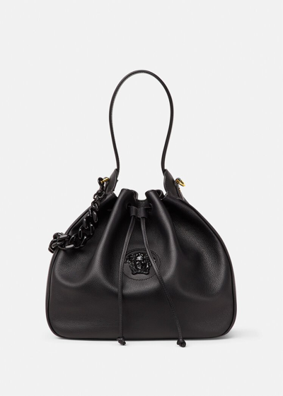 Versace La Medusa Bucket Bag, Female, Black, One Size In Black/gold