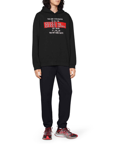 Gucci You Got Good Taste Print Cotton Hoodie In Black