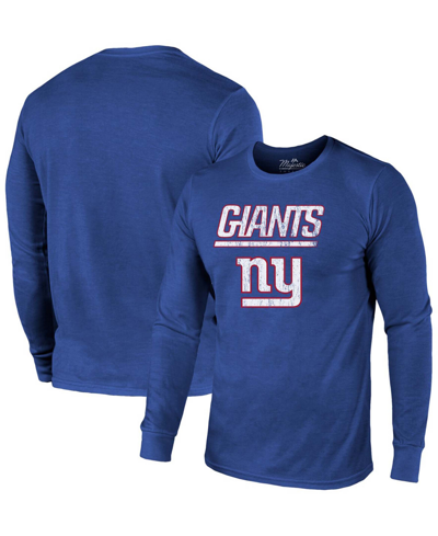 Majestic New York Giants Lockup Tri-blend Long Sleeve T-shirt - Royal In Royal Blue