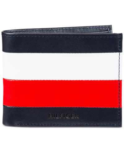 Tommy Hilfiger Men's Frazier Stripe Passcase Wallet In Navy