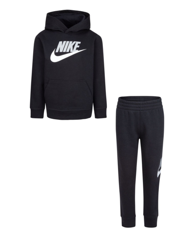 Nike Little Boys Club Hoodie And Joggers Set, 2 Piece In Black With Light Smoke Gray