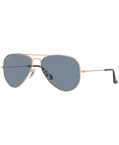 Ray Ban Disney Unisex Polarized Sunglasses, Rb3025 Aviator Mickey Wdw50 58 In Gold-tone