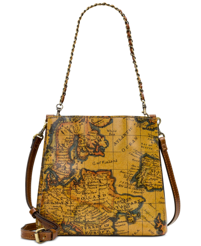 Patricia Nash Ledra Leather Bucket Bag In European Map