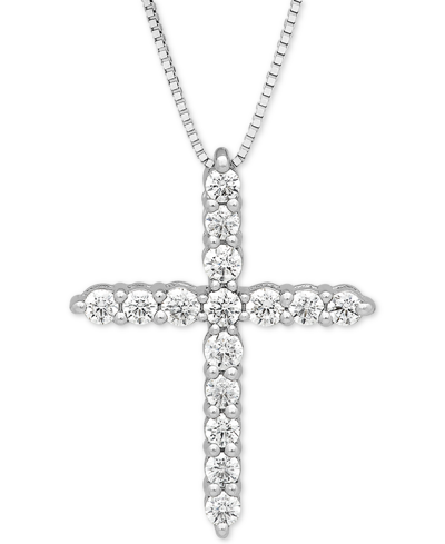 Grown With Love Igi Certified Lab Grown Diamond Cross 18" Pendant Necklace (1/2 Ct. T.w.) In 14k White Gold
