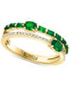 Effy Collection Effy Emerald (3/4 Ct. T.w.) & Diamond (1/10 Ct. T.w.) Stack Look Double Row Ring In 14k Gold In Emerald