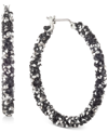 Karl Lagerfeld Crystal Hoop Earrings, 1-1/4" In Black