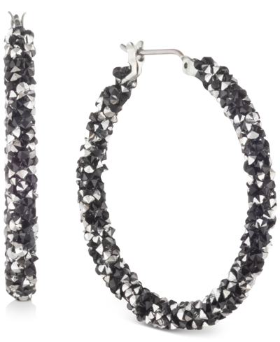 KARL LAGERFELD CRYSTAL HOOP EARRINGS, 1-1/4"
