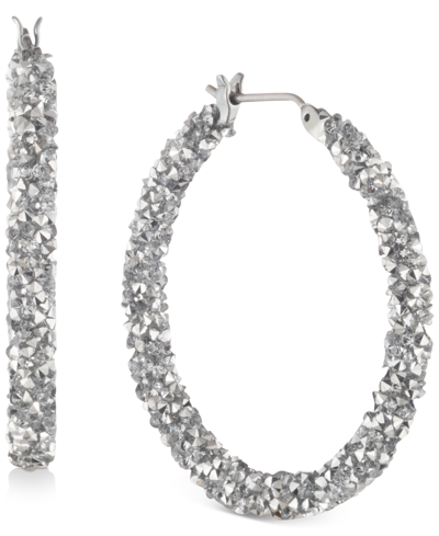 KARL LAGERFELD CRYSTAL HOOP EARRINGS, 1-1/4"