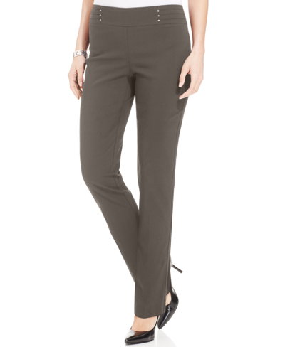 Jm Collection Women's Studded Pull-on Tummy Control Pants, Regular And Short Lengths, Created For Macy's In Brown