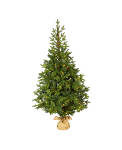 Nearly Natural Fraser Fir "natural Look" Artificial Christmas Tree With 190 Clear Led Lights, A Burlap Base And 121 In Green