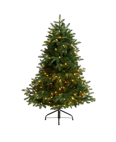 Nearly Natural South Carolina Spruce Artificial Christmas Tree With 200 Warm Lights And 848 Bendable Branches, 4' In Green