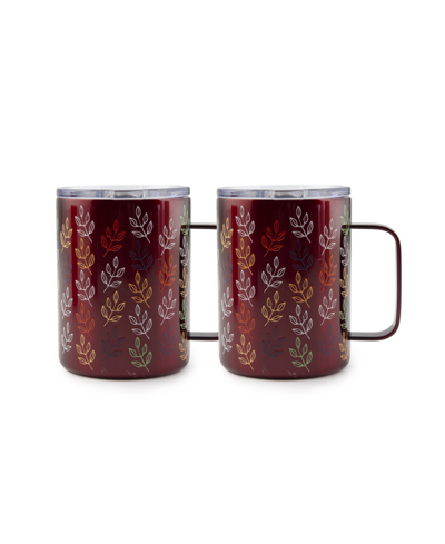 Thirstystone By Cambridge 16 oz Fall Leaves Insulated Coffee Mugs Set, 2 Piece In Burgundy