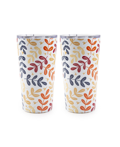 Thirstystone By Cambridge 20 oz Insulated Highballs Set, 2 Piece In White Floral Print