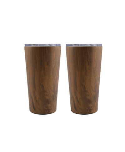 Thirstystone By Cambridge 20 oz Insulated Highballs Set, 2 Piece In Wood Decal