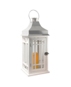 Jh Specialties Inc/lumabase Lumabase White Wooden Lantern With Chrome Roof And Led Candle In White