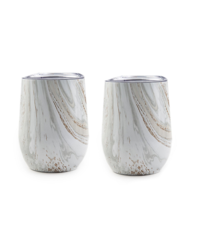Thirstystone By Cambridge 12 oz Insulated Wine Tumblers Set, 2 Piece In White Geode