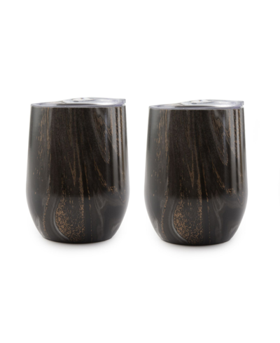 Thirstystone By Cambridge 12 oz Insulated Wine Tumblers Set, 2 Piece In Black Geode