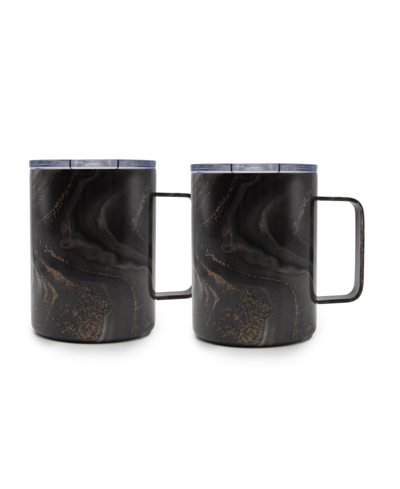 Thirstystone By Cambridge 16 oz Insulated Coffee Mugs Set, 2 Piece In Black Geode