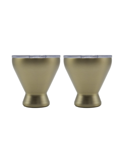 Thirstystone By Cambridge 11 oz Insulated Cocktail Tumblers Set, 2 Piece In Brushed Gold-tone