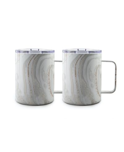 Thirstystone By Cambridge 16 oz Insulated Coffee Mugs Set, 2 Piece In White Geode