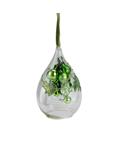 Northlight 6" Green Grape Cluster In Teardrop Cloche Christmas Ornament